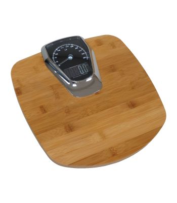 Personenweegschaal met bamboe weegplaat en dual weegindicatie 180kg x 100g
